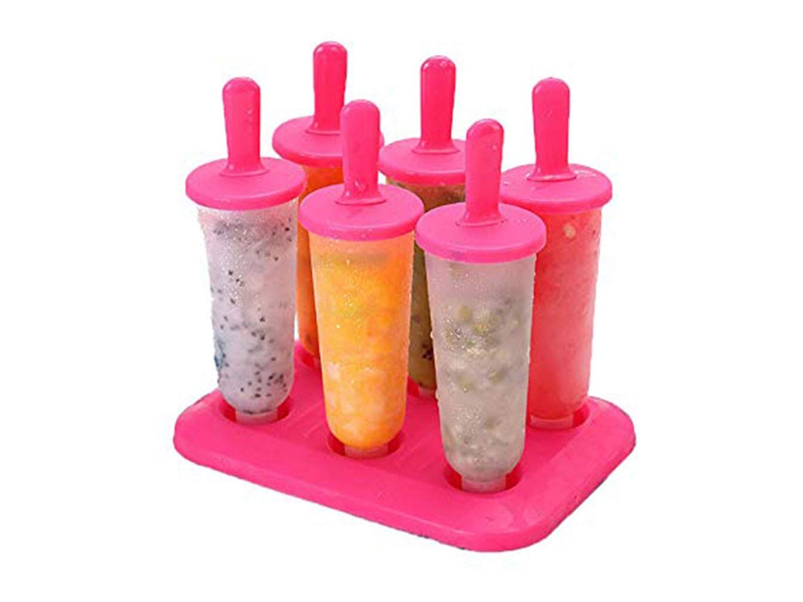 Molde para paletas heladas (rojo) con palito, molde de plástico reutilizable para paletas heladas.