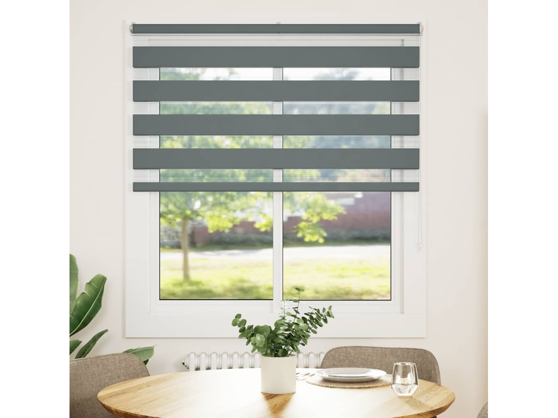 Maison Exclusive - Estor Cebra Gris Oscuro Tejido Ancho 120,9 Cm Poliéster