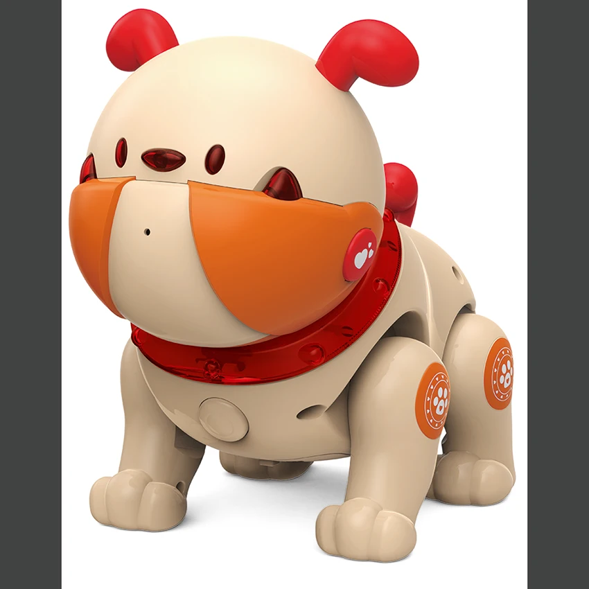 (naranja) Juguete Robot Con Forma De Perro Con Inteligencia Artificial, Control Por Voz, Luces Led Y Efectos De Sonido, Compañero Inteligente.