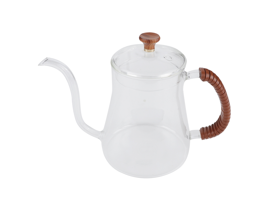 Tetera y cafetera de cuello de cisne en vidrio grueso de 600 ml, colores como en las fotos