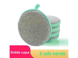 (5 Verdes) Esponjas De Limpieza De Doble Cara, Herramienta De Limpieza Ecológica