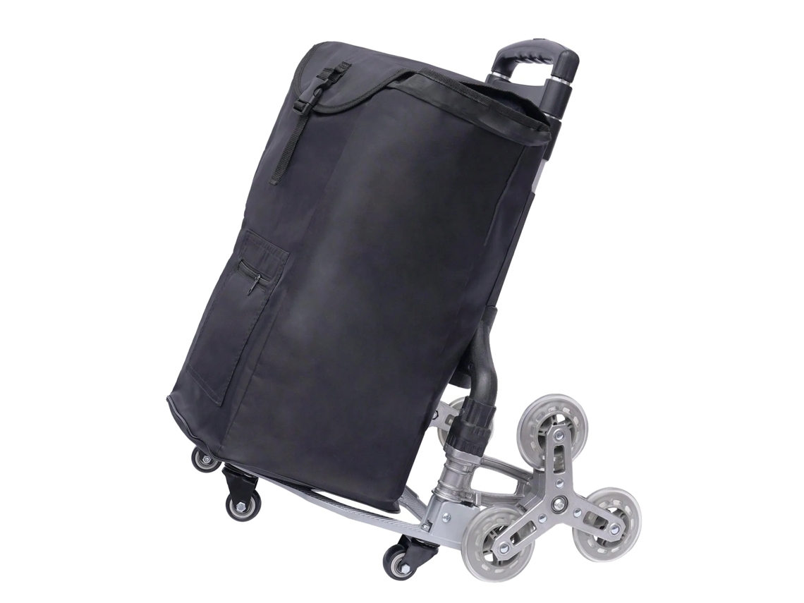 Carrito plegable para subir escaleras, estructura de aluminio, altura ajustable, color negro