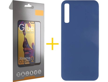 Kit Funda + Protector de Pantalla Samsung Galaxy A50 SKYHE Full Silicona Líquida (Azul)