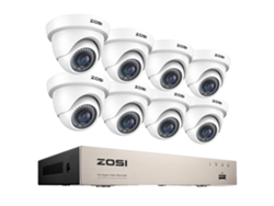 Sistema de cámaras de seguridad, grabador DVR de 8 canales, cámaras domo de 2 MP, 8 cámaras blancas, ninguna