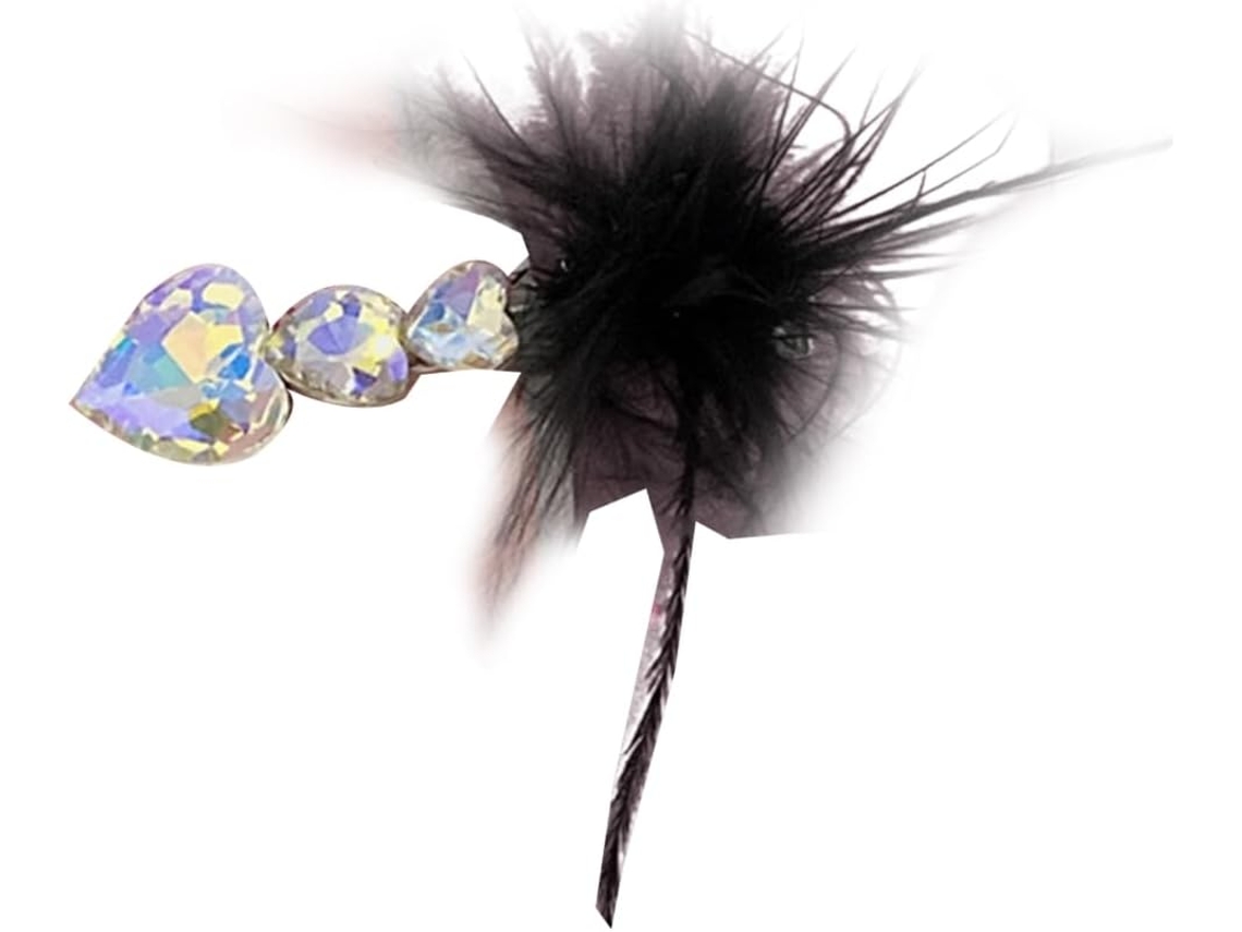 Pinza Para El Cabello En Forma De Corazón Con Pedrería Y Plumas Para Niñas Y Mujeres.