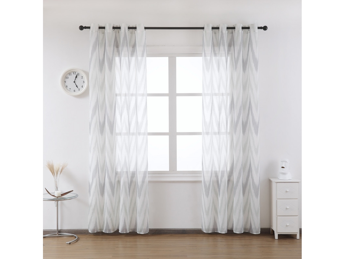 Cortina de gasa estampada 140 x 260 cm Gris claro - Individual