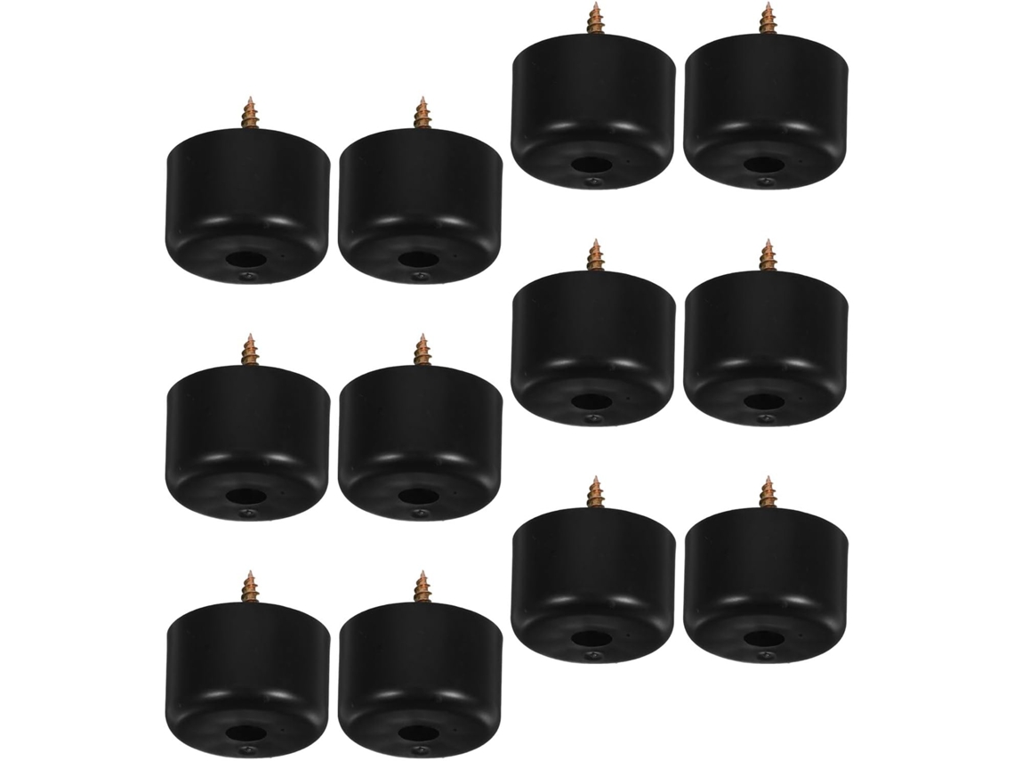 Juego De 12 Patas Redondas De Plástico Negro De 40 X 25 Mm Para Muebles Y Sofás.