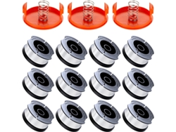 Paquete De 12 Carretes De Hilo Con 3 Tapas Para Desbrozadora Black+decker Af-100-3zp Henten Home