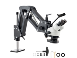 Microscopio de precisión multidireccional con zoom 7x 45x, luz LED y soporte flexible Tekmaquinas