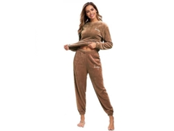 Pijama de invierno cálido para mujer de tallas grandes con camisón y pantalón.