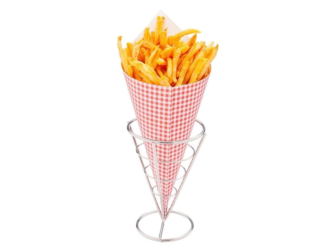 Bolsas De Papel Para Patatas Fritas, A Cuadros Rojos, 50 Unidades