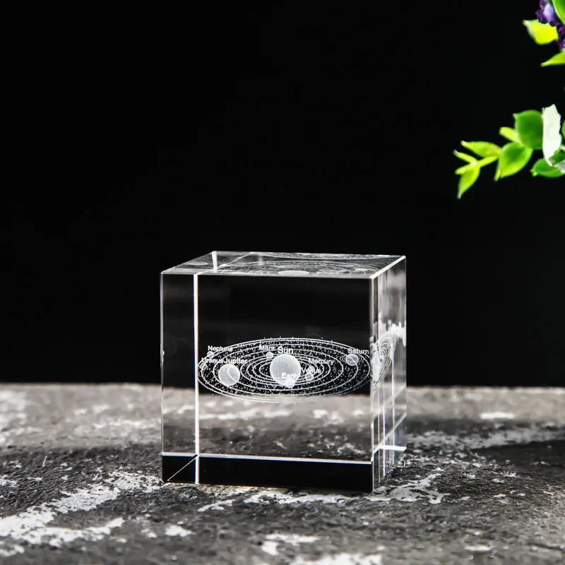 (estilo 6 40 Mm) Cubo Cuadrado De Cristal Grabado Con Láser 3d, Serie Astronómica