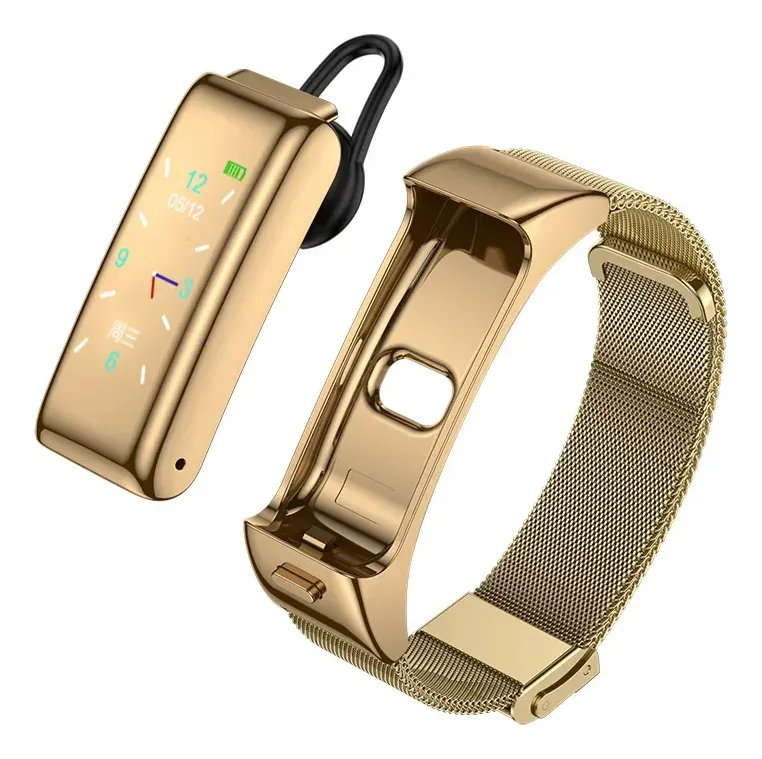 Reloj inteligente con pulsera Bluetooth de acero dorado con T Vayotoy