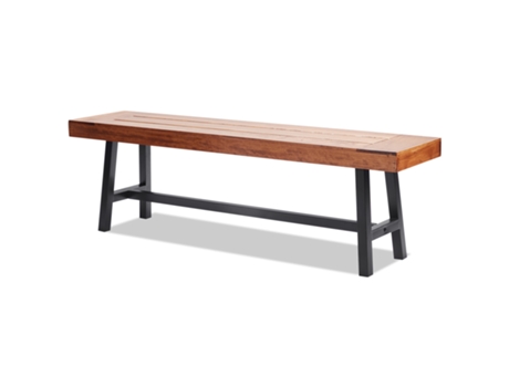 VEVOR Banco de exterior de madera de 63 pulgadas, banco de jardín con patas de metal, banco de comedor para parque y patio