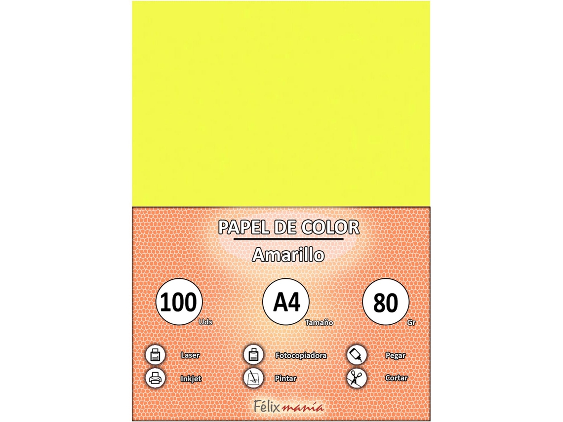 80Gr A4 Papel Amarillo 100 Hojas
