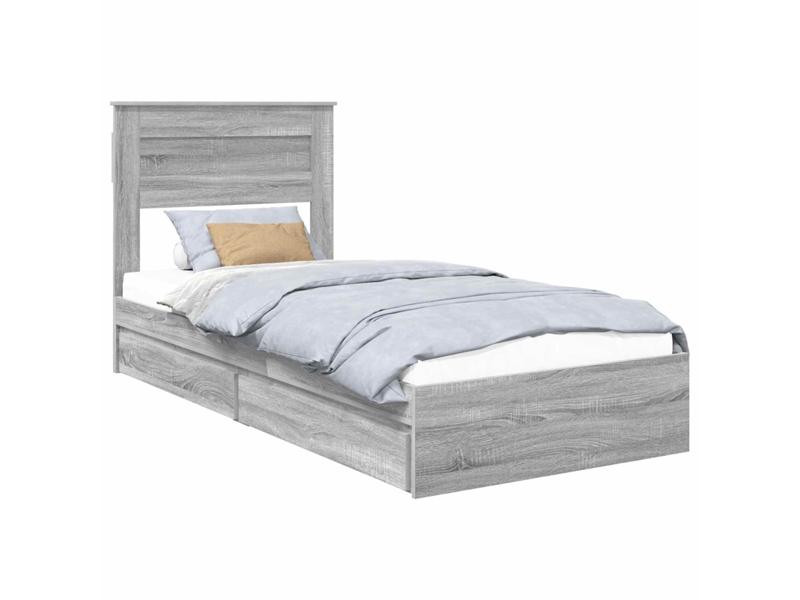 Maison Exclusive - Cama Con Almacenamiento Con Cabecera Gris Sonoma 90 X 200 Cm