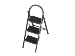Escalera de tijera, diseño de 3 niveles, alta capacidad de carga, color negro.
