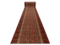 Alfombra De Pasillo Lana Kashqai 4301/300 Oriental, Marco Terracota / Verde 67cm