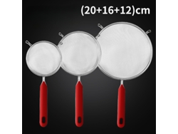 Tamiz de acero inoxidable con malla fina, ideal para amasar en la cocina y otros usos domésticos. MDUG (paquete de 3)