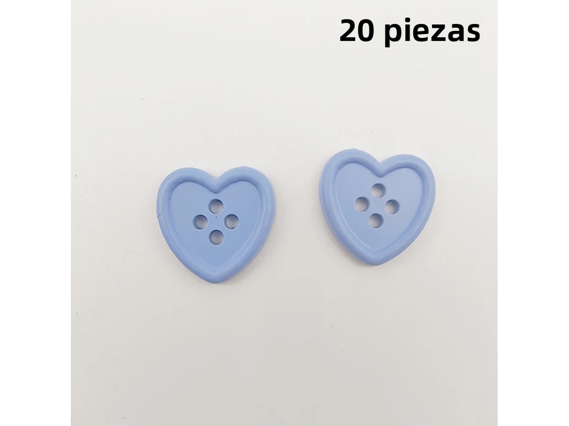 (azul) 20 Botones De Costura En Forma De Corazón, Adecuados Para Coser, Accesorios De Ropa De Bricolaje, Manualidades Decorativas, Etc.