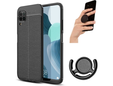 Carcasa, Popsocket y Soporte Huawei P40 Lite Rugged Leather (Negro)