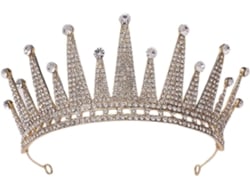 Coroa De Noivado Ciieeo Em Liga Metálica Leve Com Strass Dourados, Design Elegante E Portátil Para Noivados.