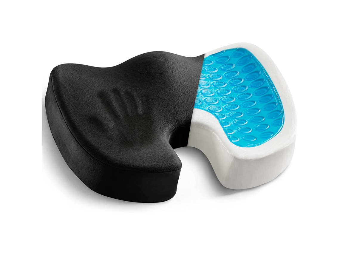 Cojín de gel para silla de oficina, alivia la ciática, color negro.