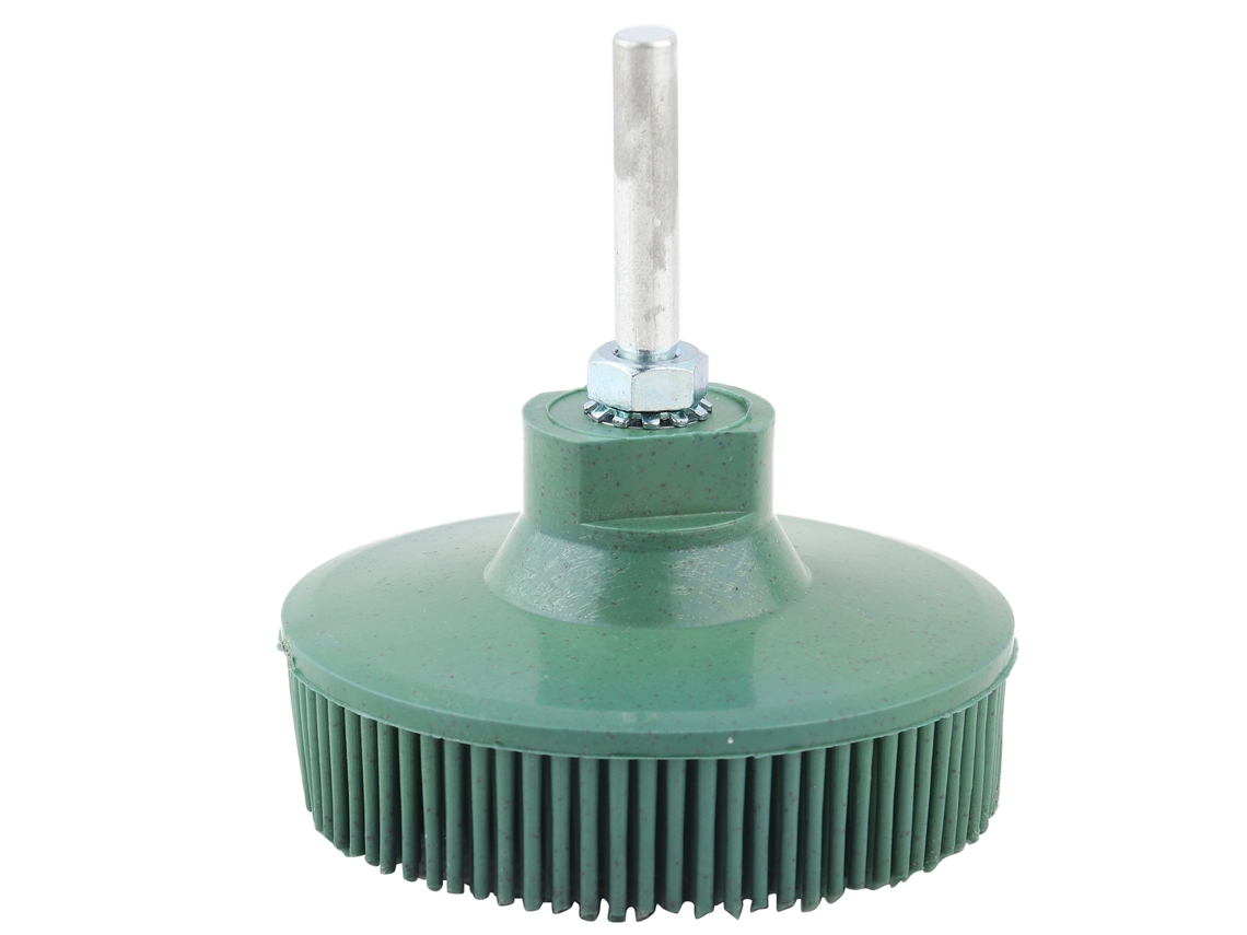 Disco De Cerdas De Goma Esmaltada De 7,6 Cm (3 Pulgadas) Para Pulir, Desbastar Y Lijar, Con Mango Verde De 6 Mm (1/4 De Pulgada).