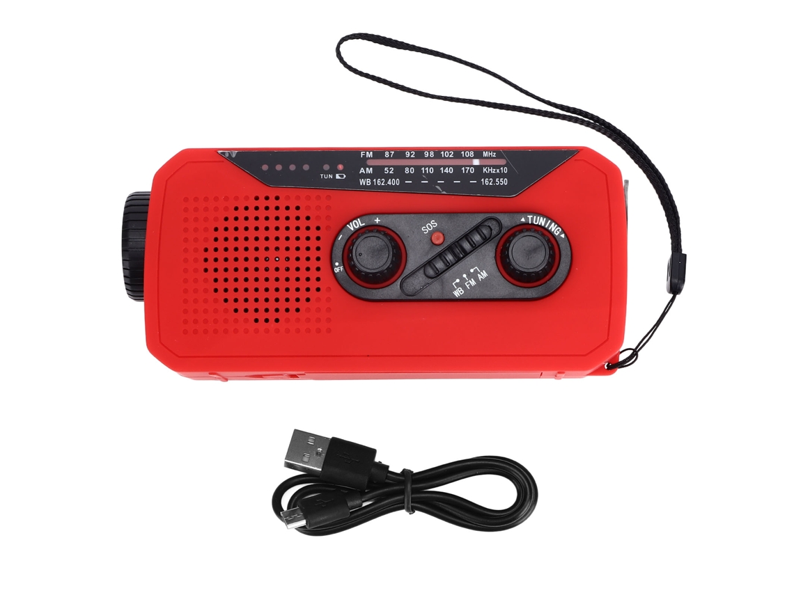 2026-radio De Emergencia Solar Con Linterna Led Carga 2000mah Manivela Para Camping Senderismo Rojo Tipo Us