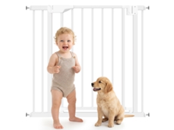 Barrera De Seguridad Para Niños Y Animales, 76-89 Cm, Mecanismo De Doble Cierre, Autoadhesiva, Blanca.