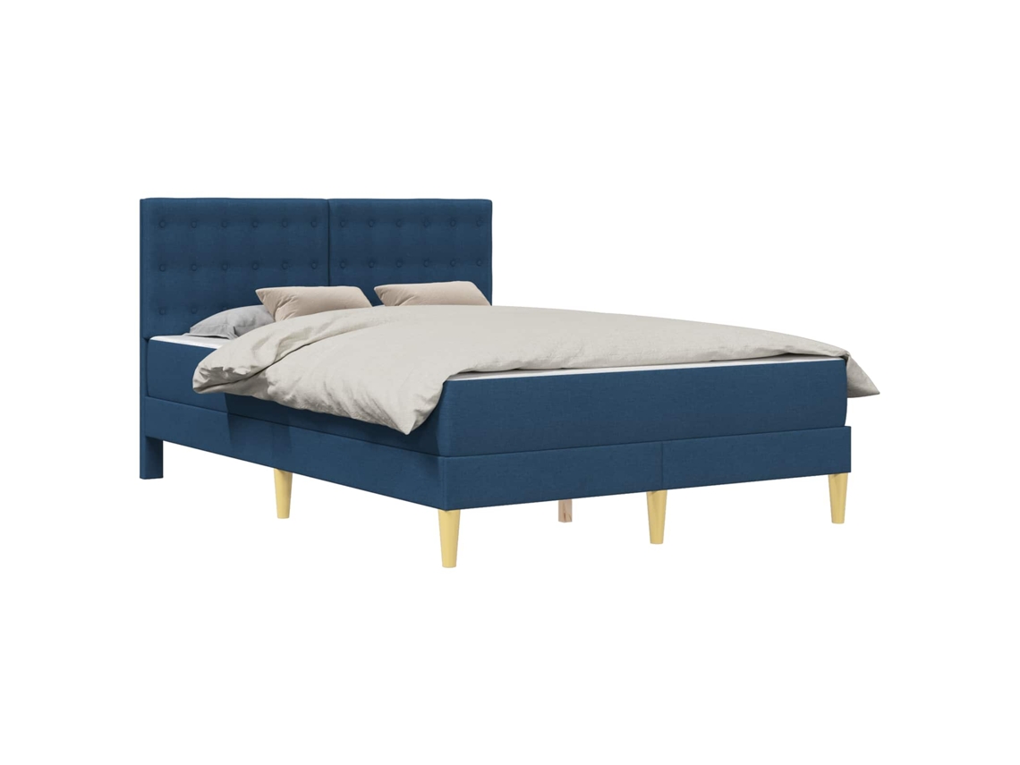 Maison Exclusive - Estructura De Cama Con Colchón Azul 140 X 200 Cm Tela