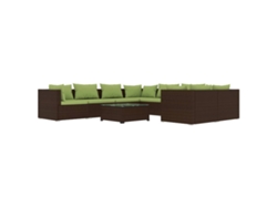 Conjunto 9 muebles de jardín VIDAXL y cojines ratán sintético marrón