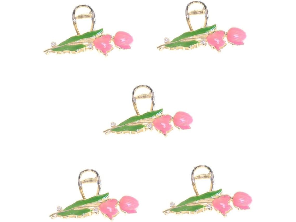 Pinzas Para El Cabello Con Forma De Tulipán (5 Unidades) Con Accesorio Decorativo Para Ocasiones Especiales.