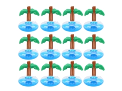 NEVEANCE Portavasos hinchable de palmeras de coco, 12 uds., para piscina, playa y fiesta