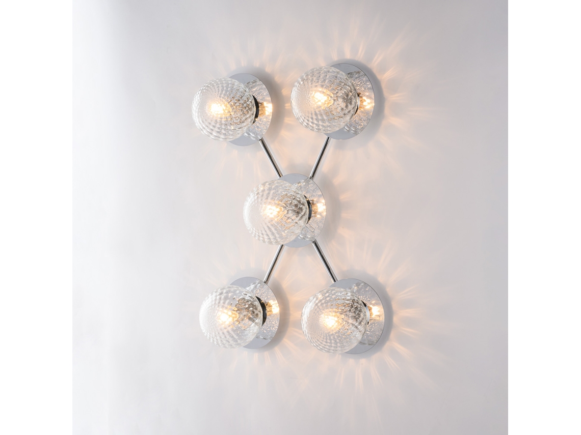 Armonia - Plafón De Hierro Cromado Pulido 5 Luces L.62 X 42 - Bl285-pl5-cr