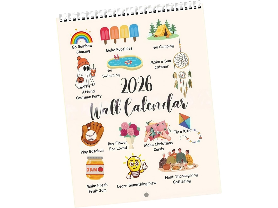 Calendario De Actividades Divertidas 2026, Carpeta De Doble Rollo, Calendario Mensual