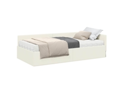 Syfax™ Estructura De Cama Esquina Con Colchón 2 Pcs Crema Terciopelo