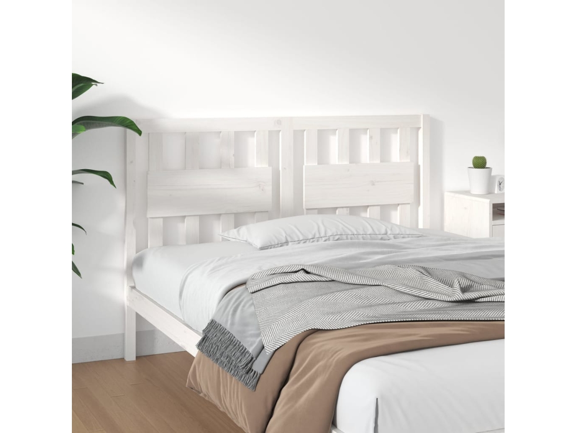 Cabecero De Cama Madera Maciza De Pino Blanco 140,5x4x100 Cm