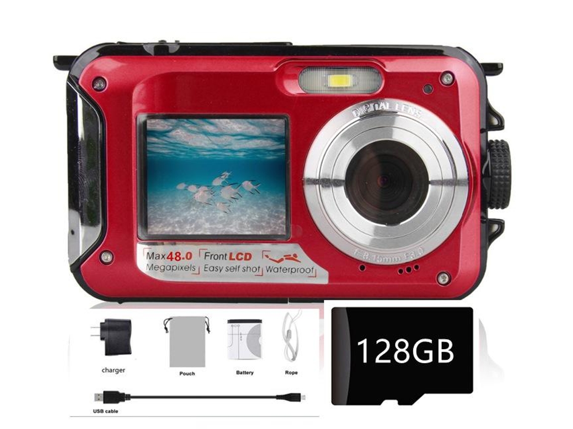 Cámara digital impermeable SZSMART W-Xj-0010 (128 GB - Full HD 2.7K - 48Mp 16X)
