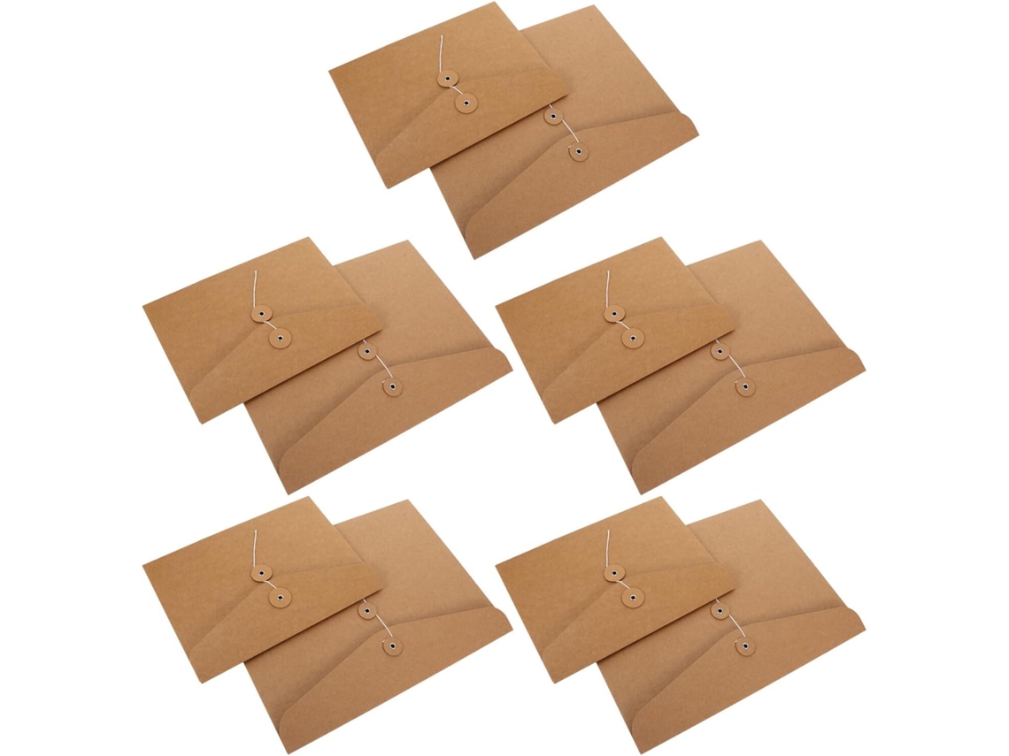 Paquete De 10 Fundas De Papel Kraft Amarillo Para Archivador, Formato Horizontal A4 Y A5.