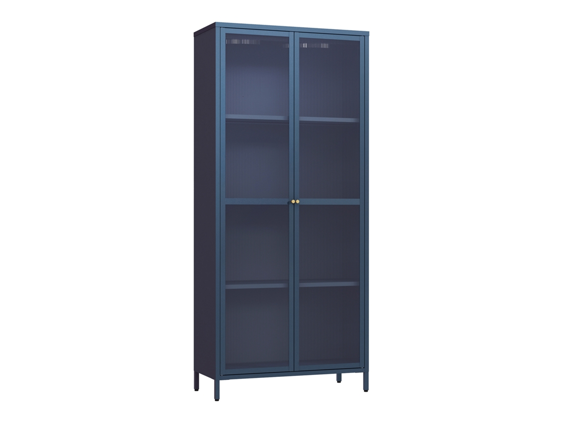 Vitrina de acero Säkylä de 2 puertas, 180 x 80 x 35 cm, color azul marino. [EN.CASA]