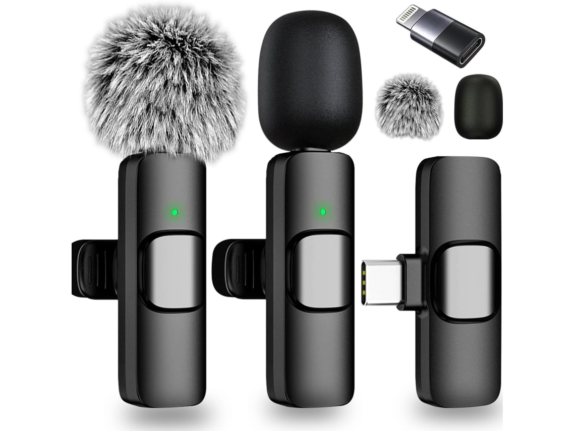 Mini micrófono de solapa inalámbrico Bluetooth con cancelación de ruido para iPhone, Android y iPad para grabación de video Cissaea22