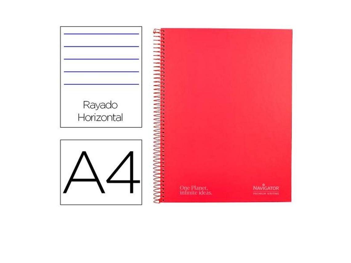 Cuaderno NAVIGATOR NA42 Rojo A4 80 Hojas