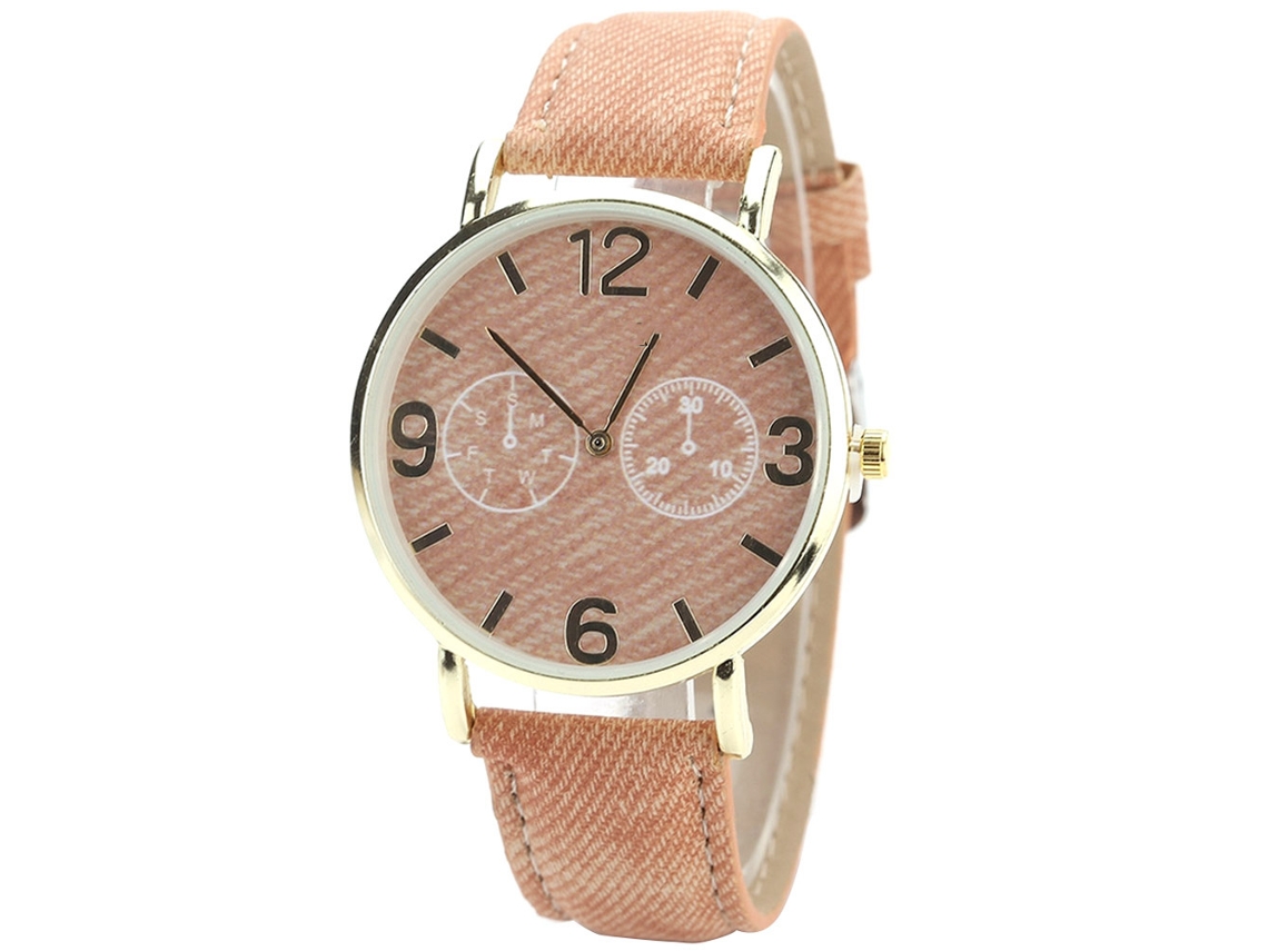 Reloj De Pulsera Analógico De Cuarzo Con Correa Pu Y Caja De Aleación Marrón