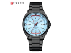 Reloj De Cuarzo Para Hombre (negro Y Azul) Con Correa De Acero Inoxidable Y Esfera Grande Cuadrada De Diseño Único Y Creativo.