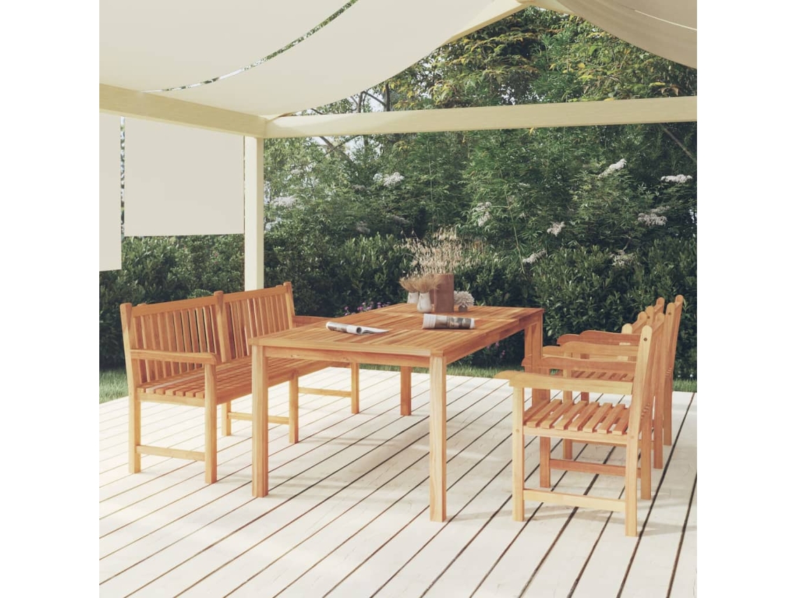 Juego de comedor de jardín de 4 piezas de madera maciza de teca Dkd Home Decor