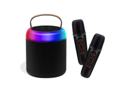Mini máquina de karaoke portátil con altavoz Bluetooth y dos micrófonos inalámbricos para niños y adultos, juguetes musicales P Yizhood