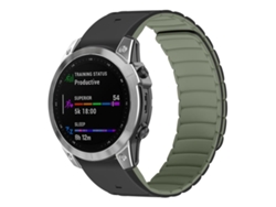 Bracelete Para Garmin (22mm) - Silicone Magnético, Liberação Rápida Preta + Verde Claro