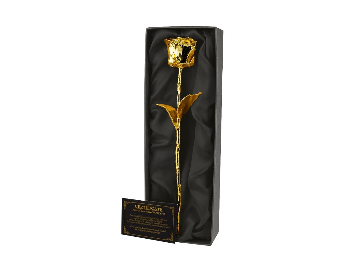 Rosa de la eternidad chapada en oro en caja de regalo