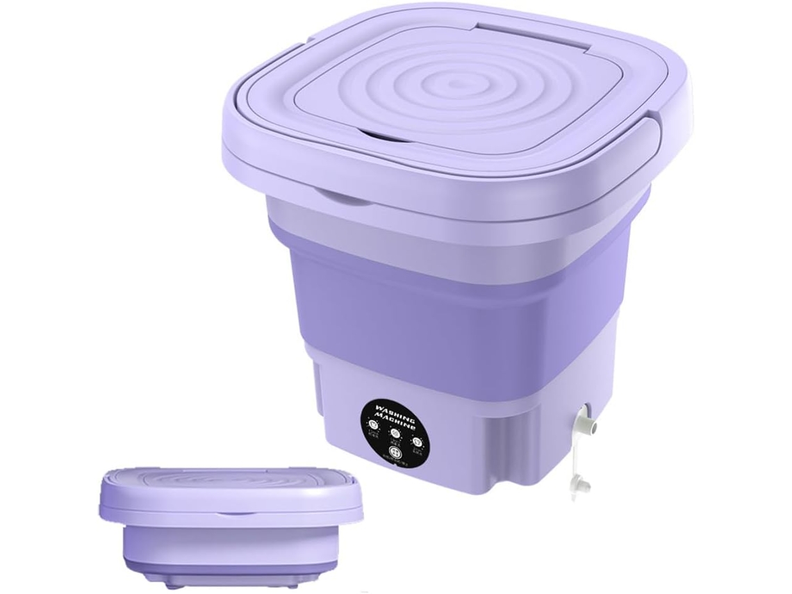 Lavadora Portátil Mini 8l Morada Plegable 3 Modos, Para Camping/viaje
